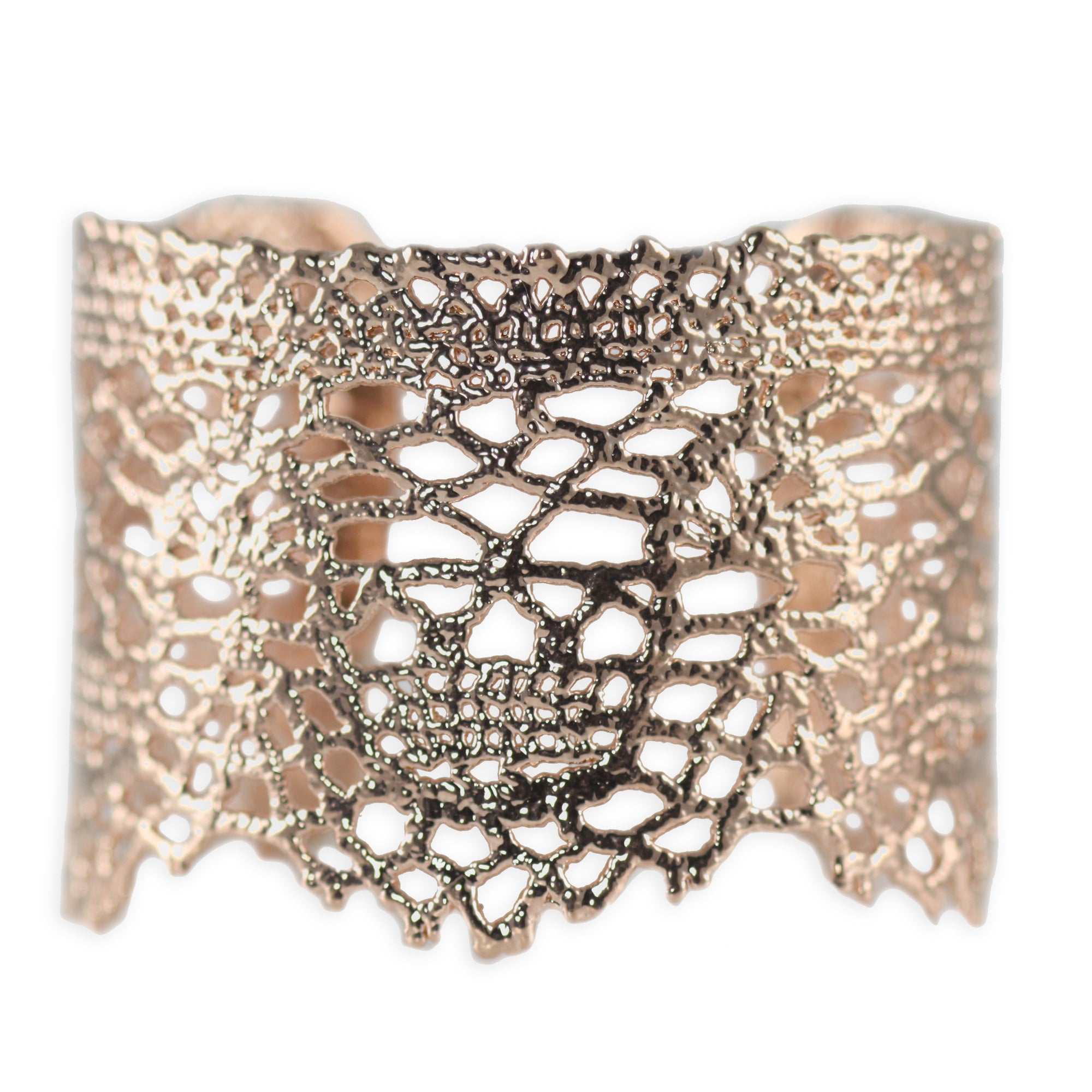 Intricate and exquisite lace cuff bracelet in sterling silver.
