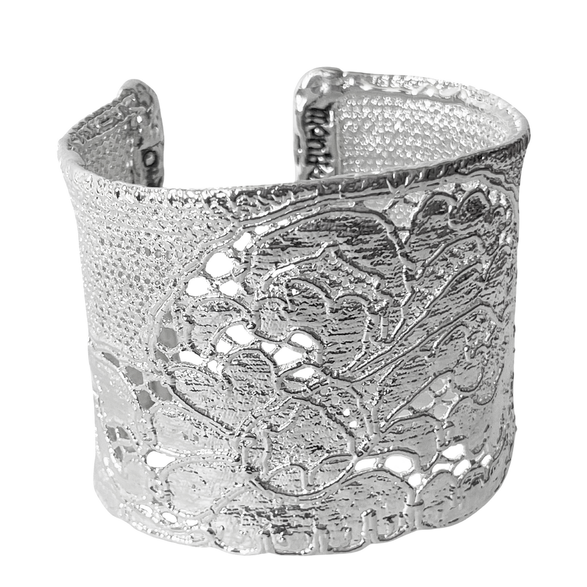 Art Deco Georgette Lace Cuff Bracelet Sterling Silver