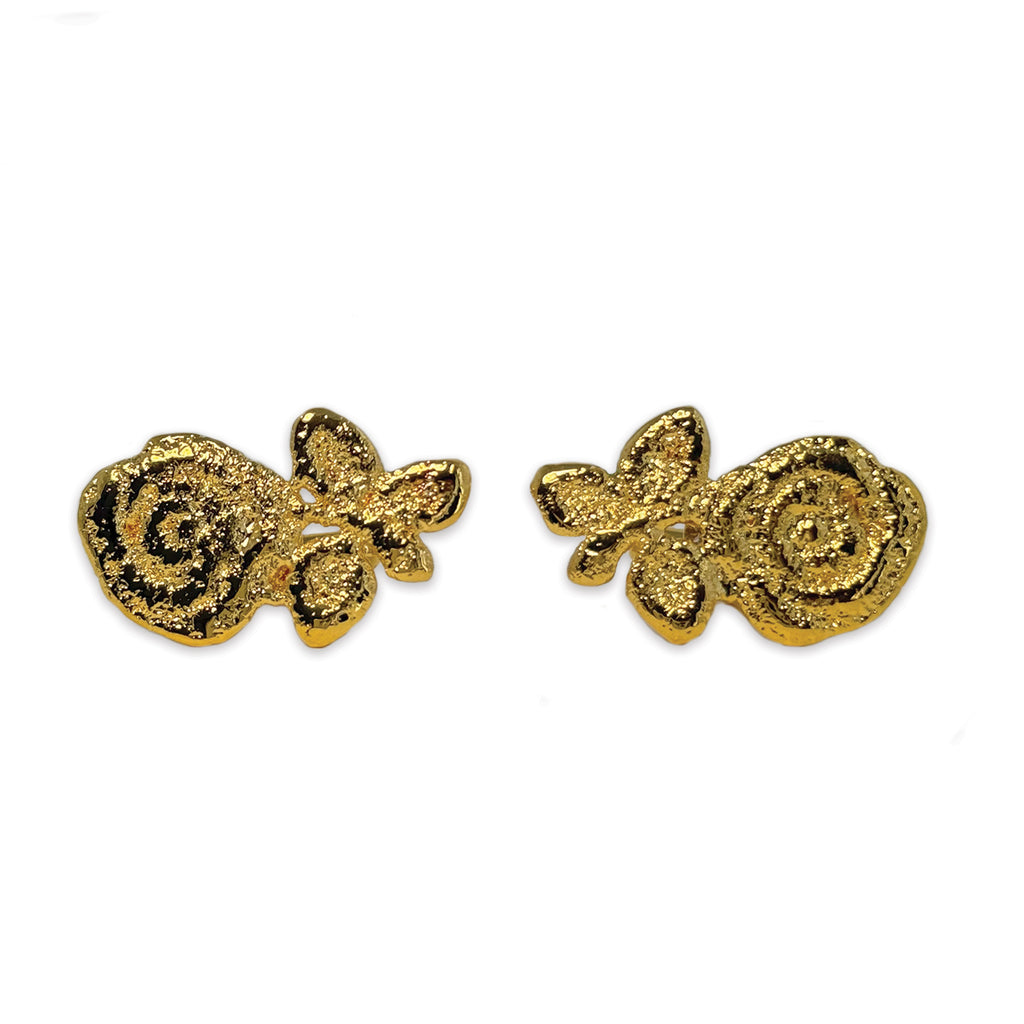 Albie - Lace rose cufflinks in 24k gold - Monika Knutsson