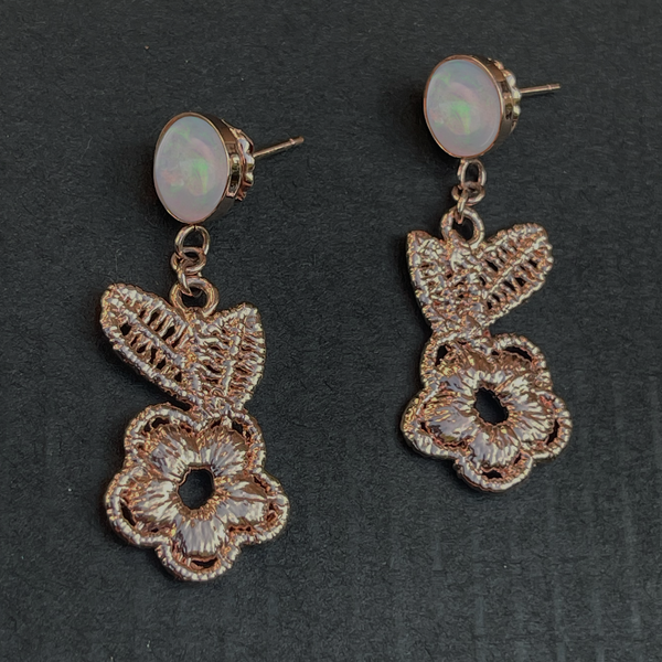 Hira shimmering rose gold pearl drop earrings | The Jewelry Palette