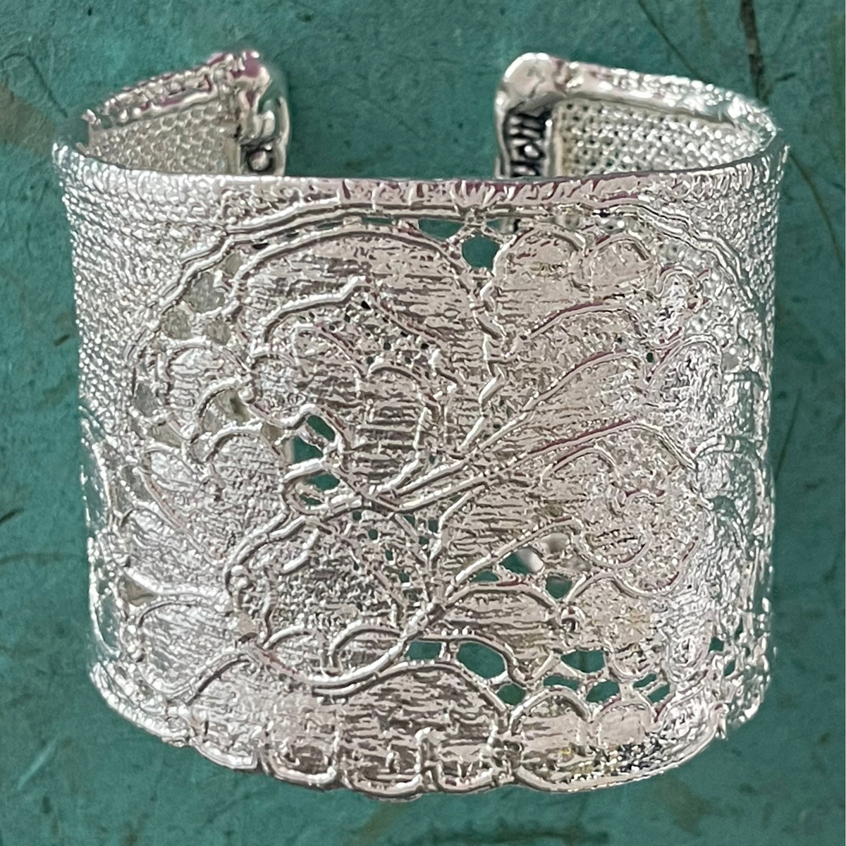 Original cuff bracelet lace silver - 13th anniversary gift - Monika Knutsson