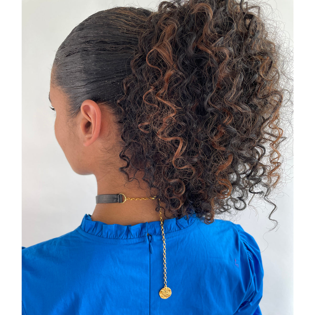 Choker necklace lace and leather 24k