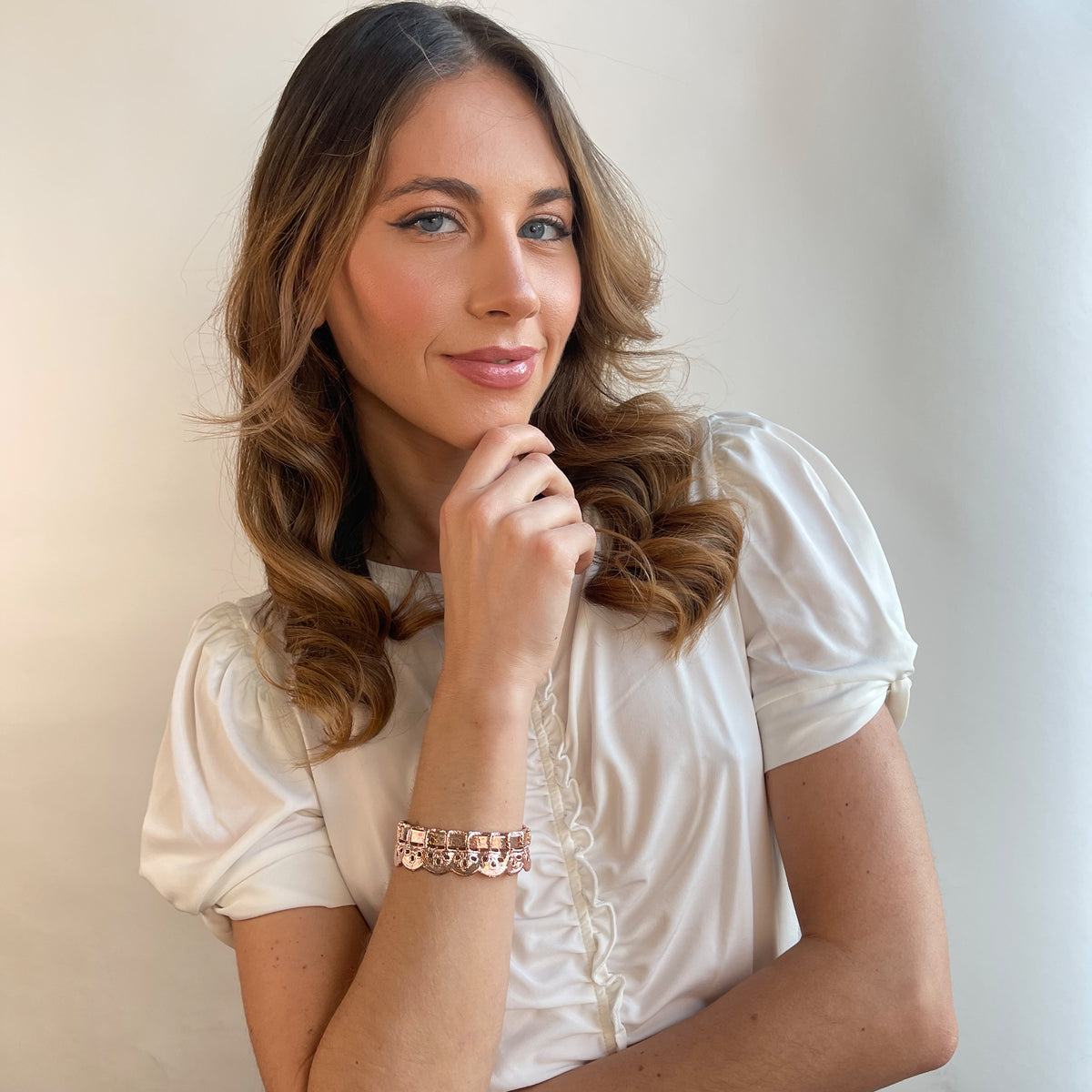 Selma lace bangle bracelet rose gold