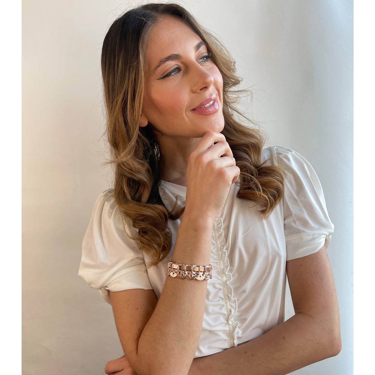 Selma lace bangle bracelet rose gold