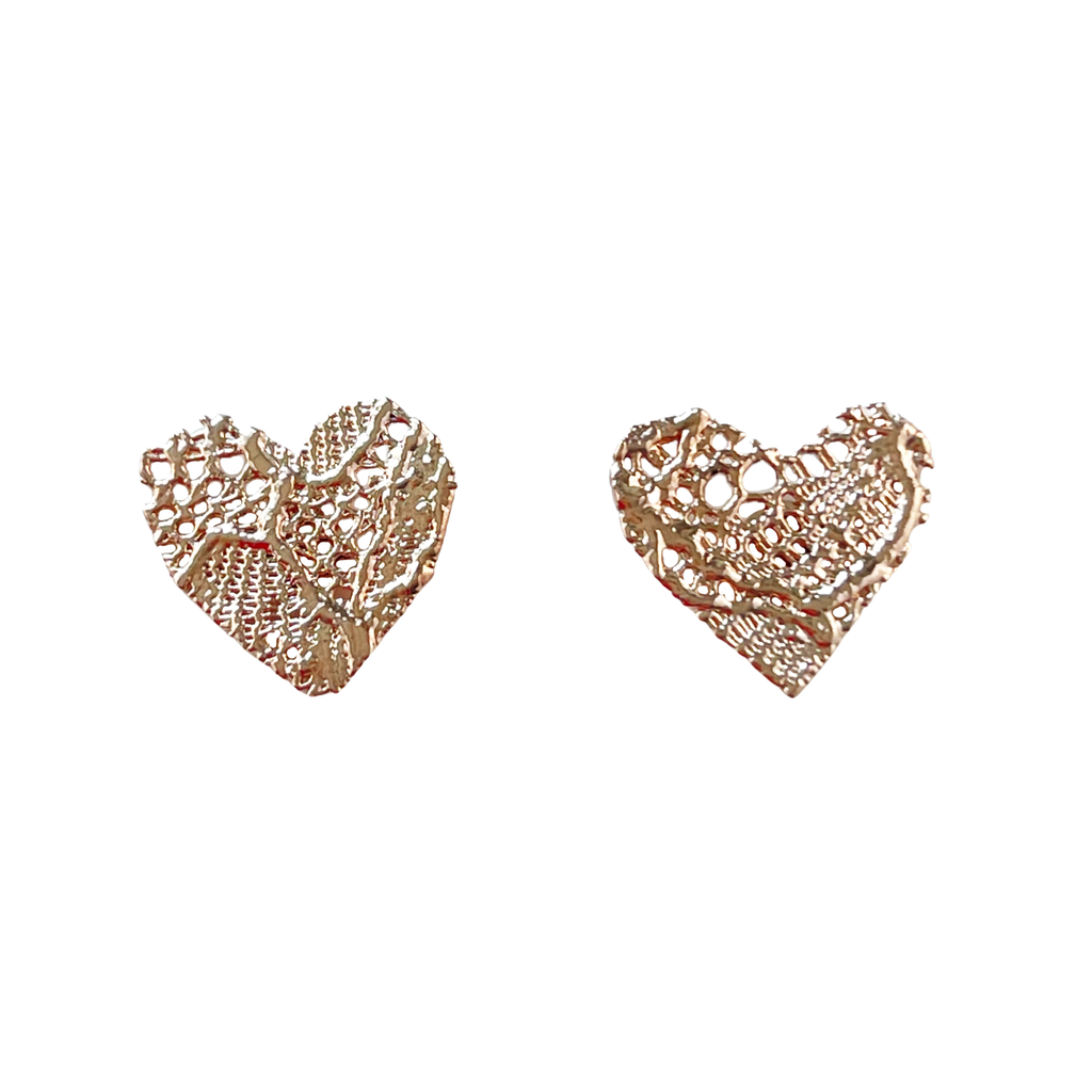 Addie - Lace heart stud earrings