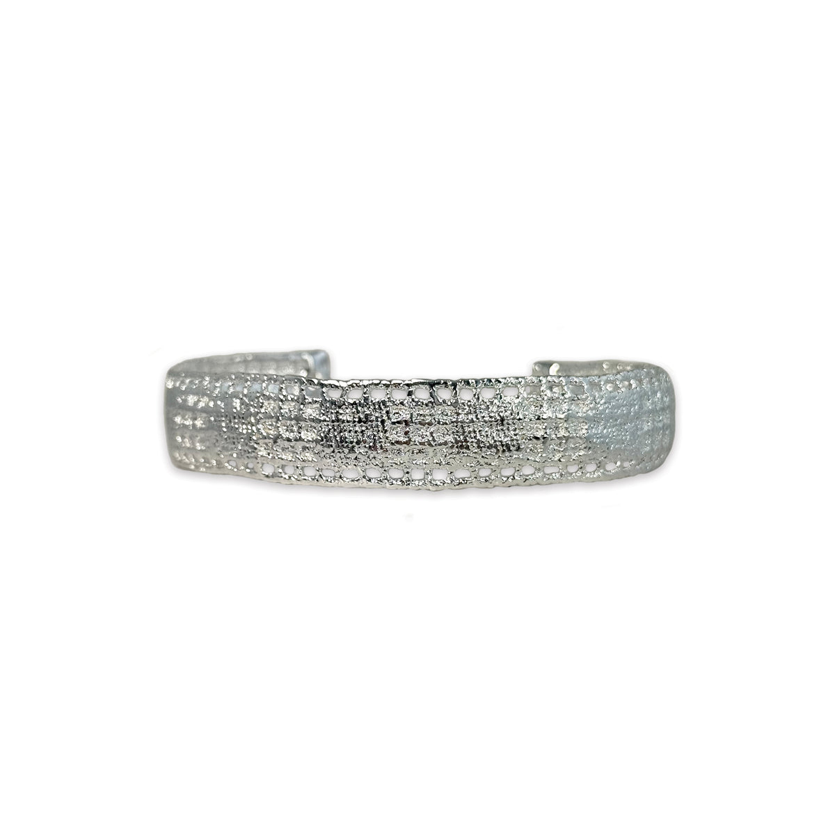 A men's lace bracelet in dipped sterling silver.