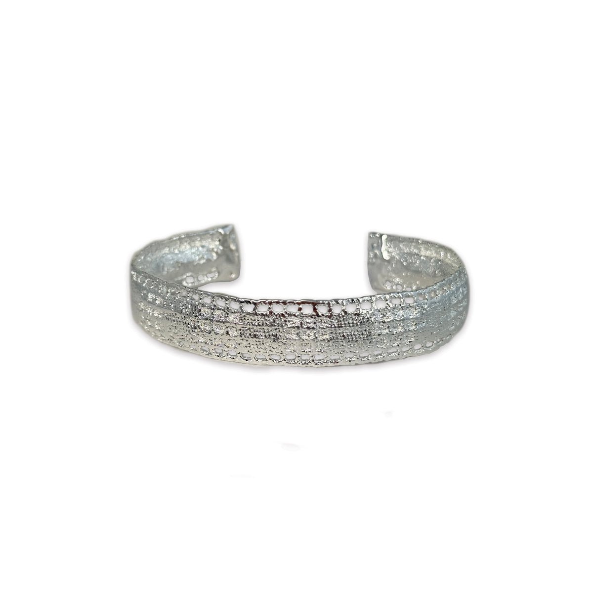 A men's lace bracelet in dipped sterling silver.