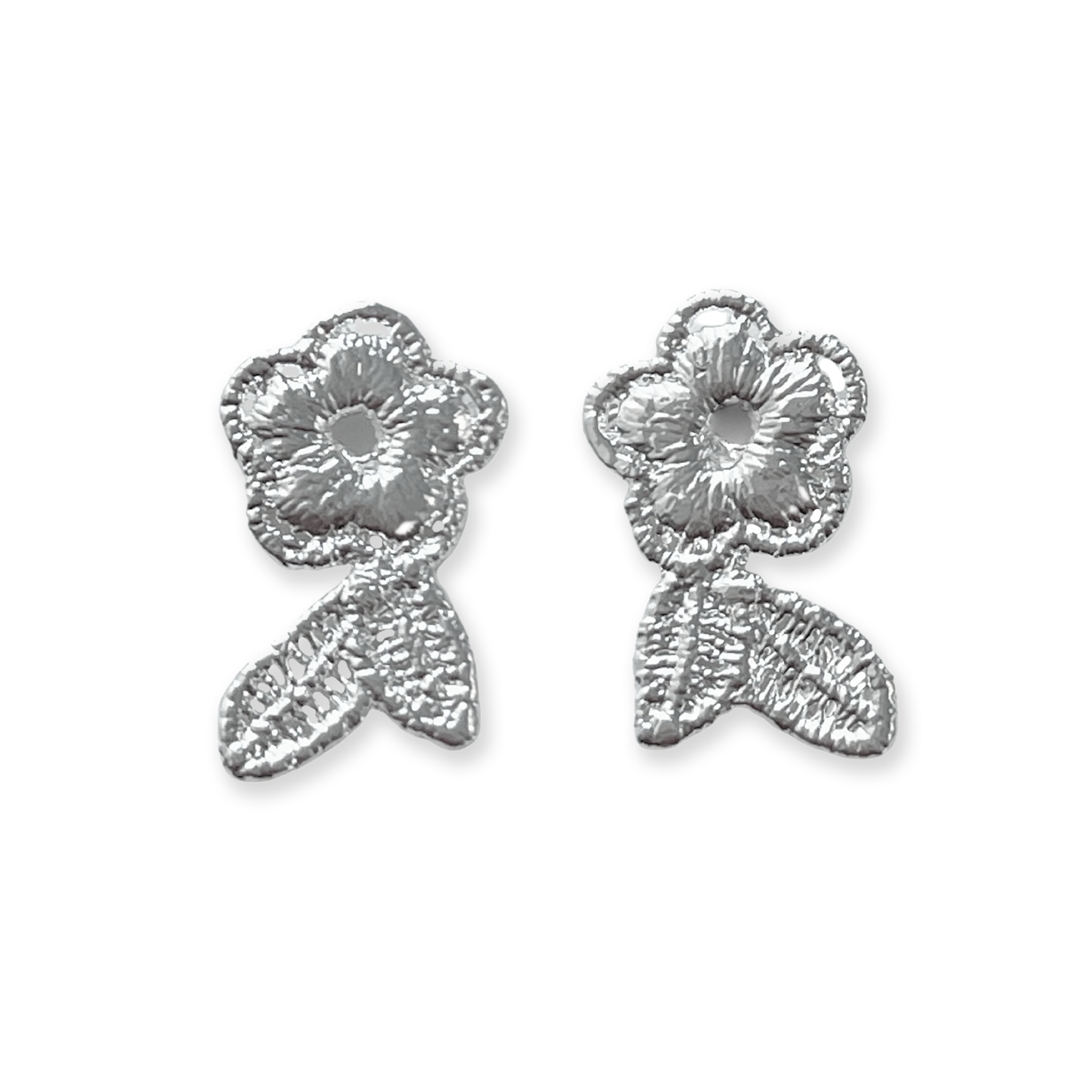 Ella Lace Flower Earrings in sterling silver and 24k gold - Monika Knutsson