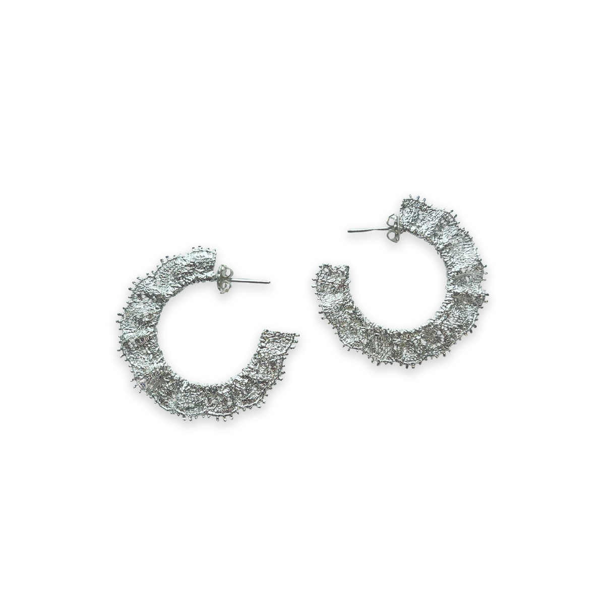 Jeanne lace hoop earrings small in sterling silver.