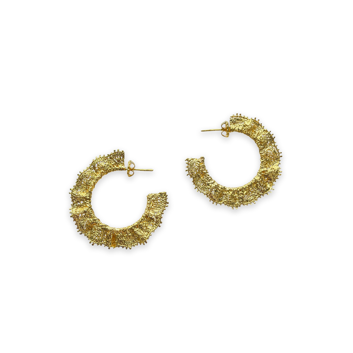 Jeanne lace hoop earrings small in 24k gold..