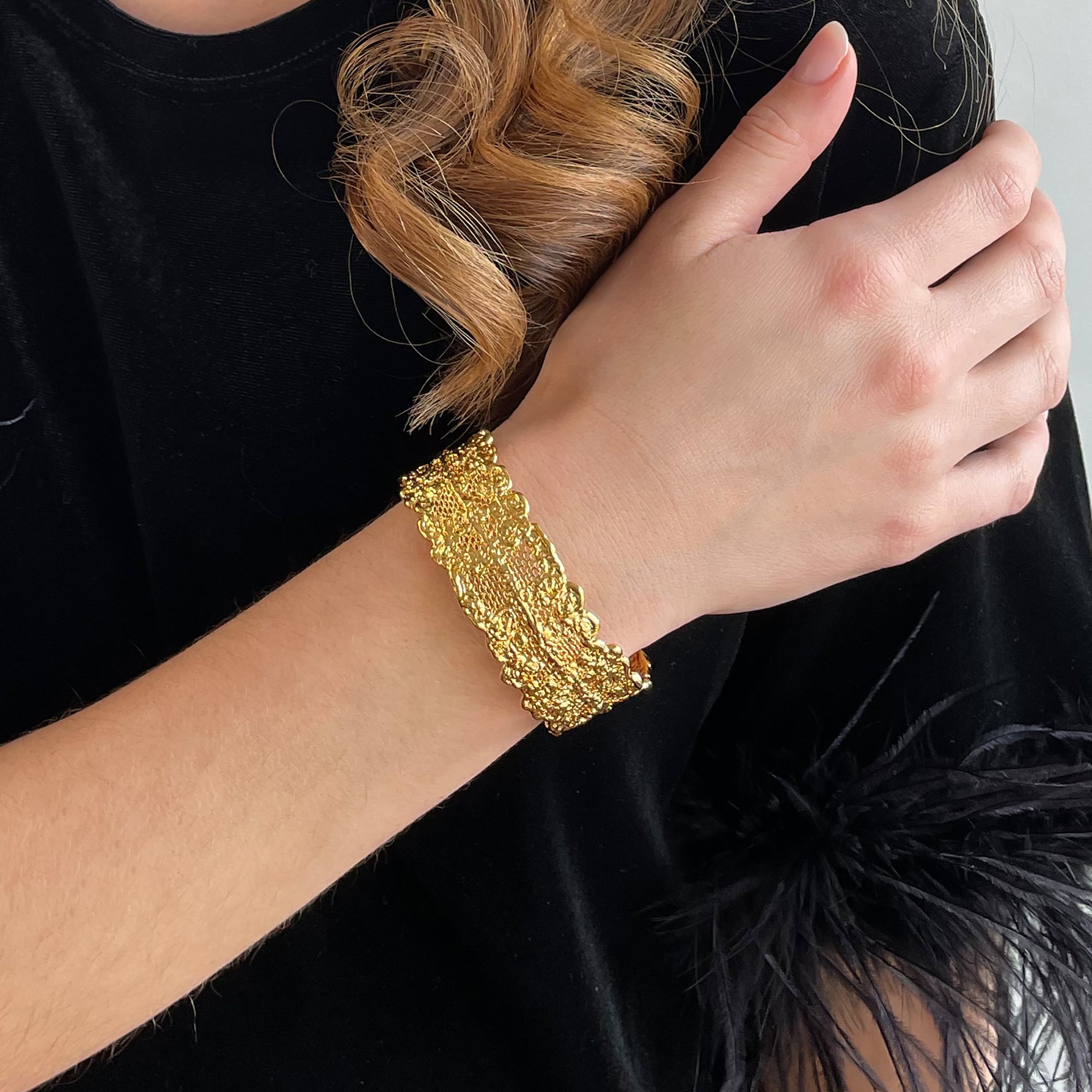 Marlene double scalloped lace bracelet in rose gold.