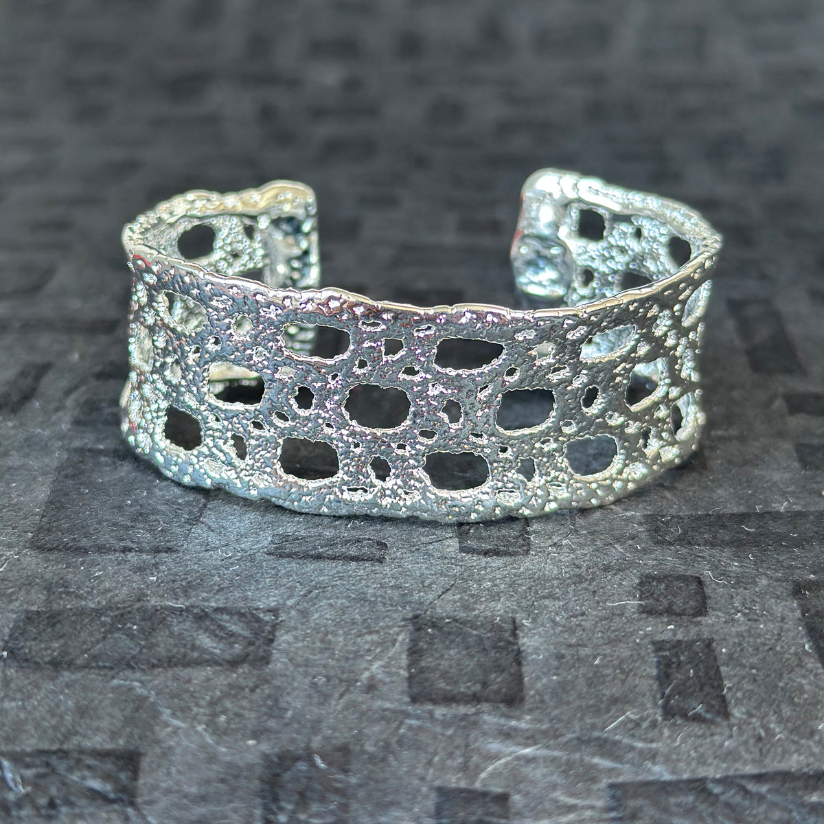 French lace cuff bracelet dipped in sterling silver.