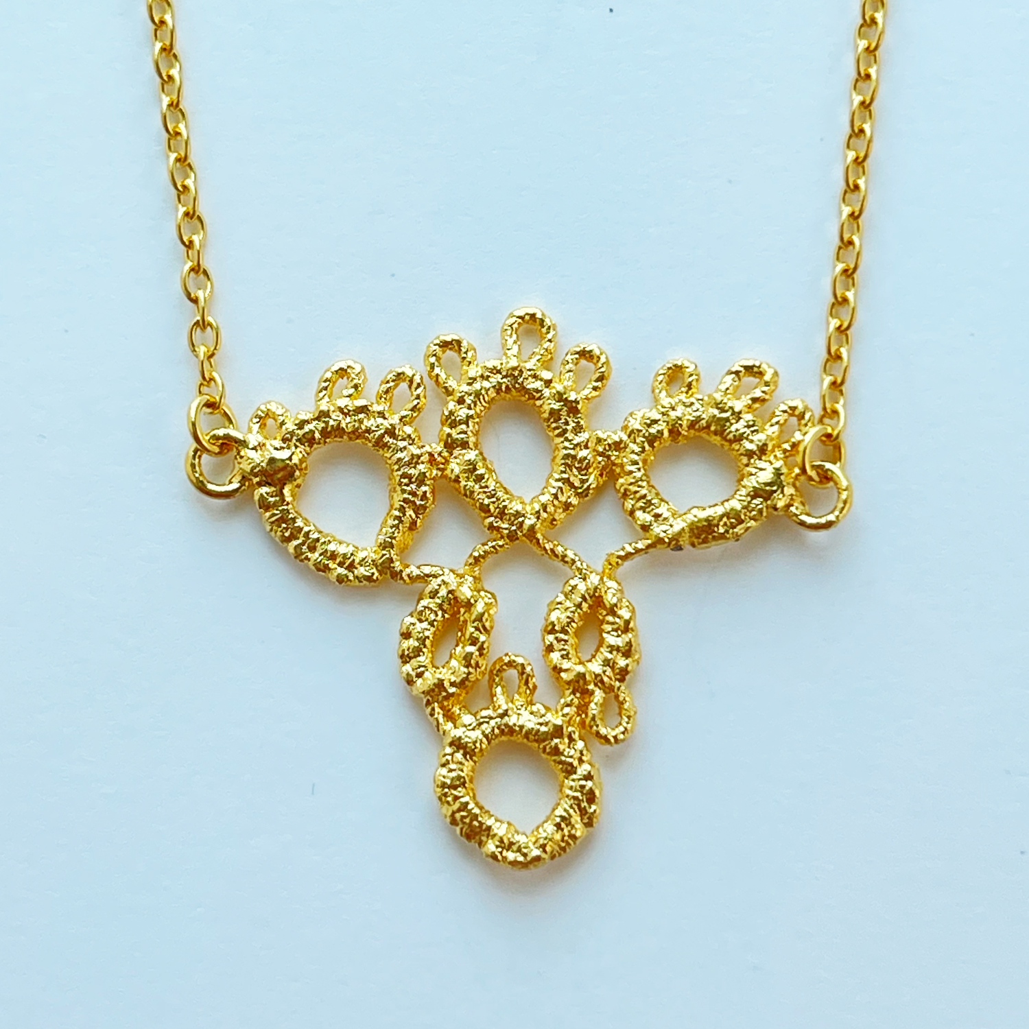 Micheline Lace Bow Necklace in 24K Gold