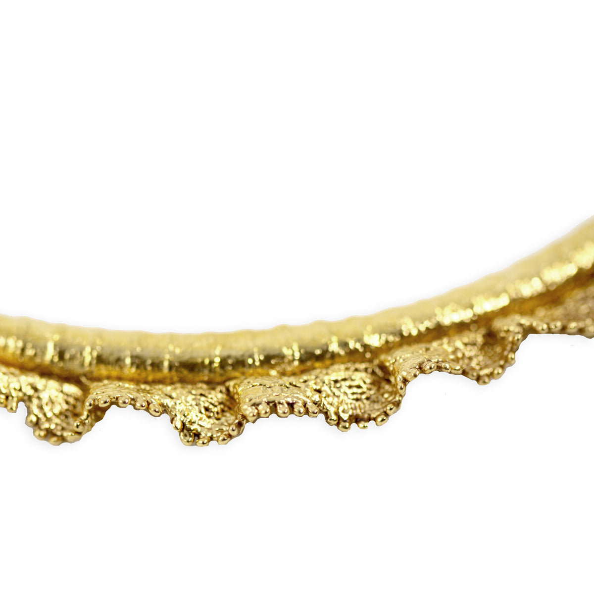 Detail of lace choker in 24k gold.