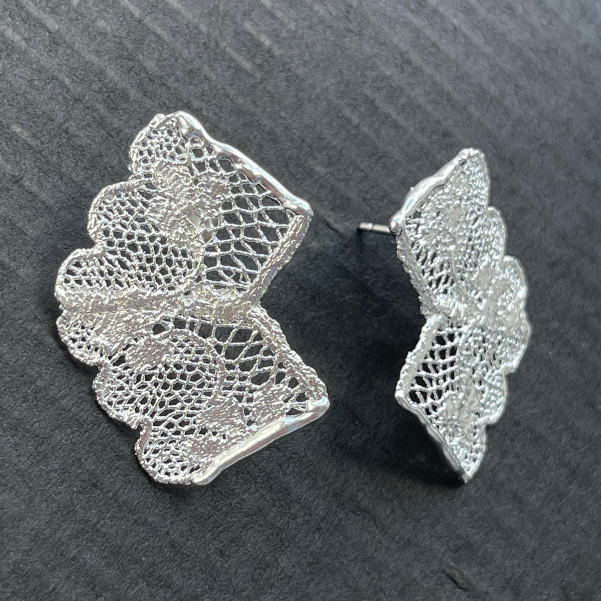 Audra lace stud earrings in sterling silver.