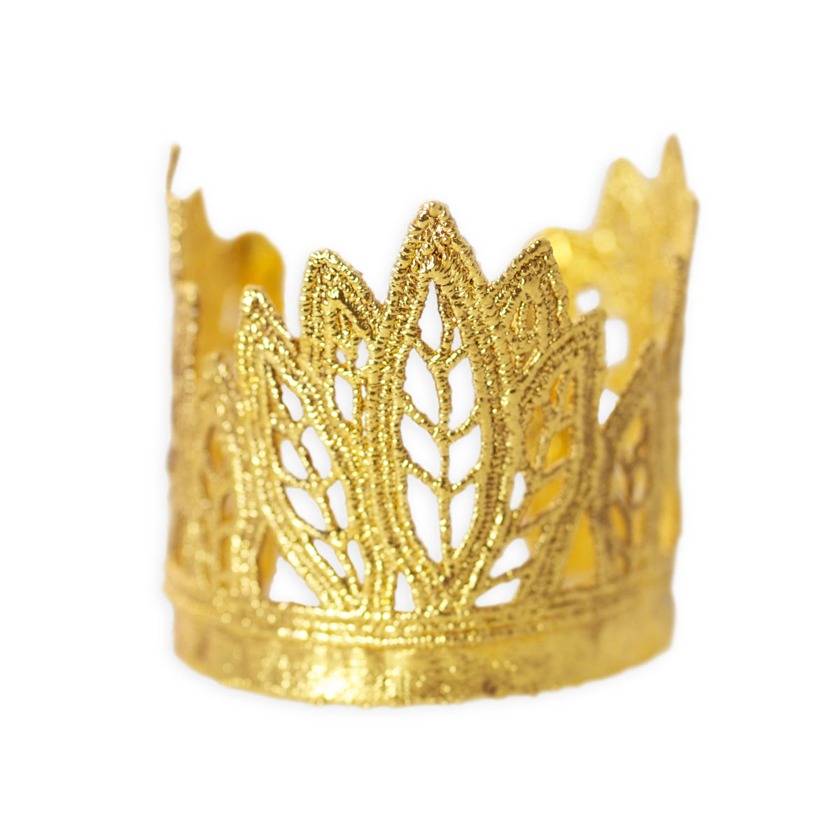 Lace cuff bracelet in the shape of leaves dipped in 24k gold.