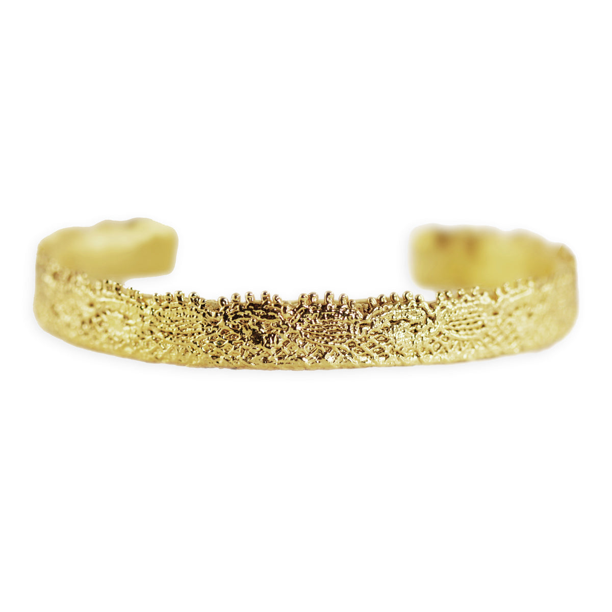 Lace bangle bracelet in 24k gold. Signed and numbered in the back.