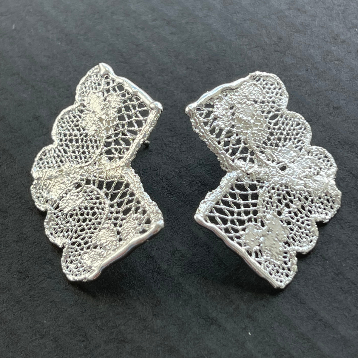 Audra lace stud earrings in sterling silver.