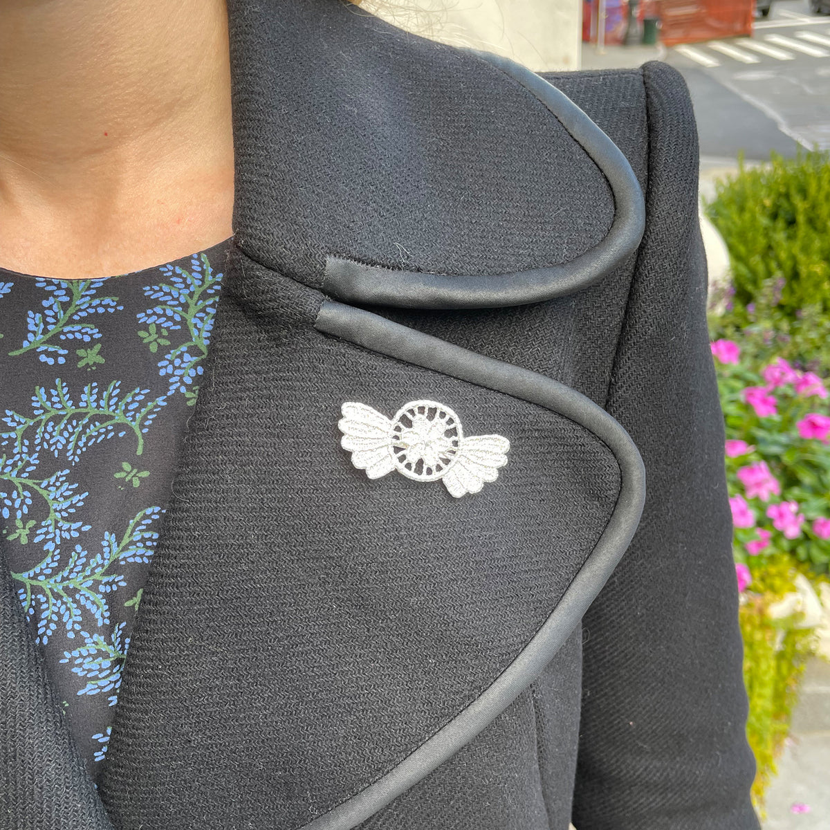 Lapel Pin, 24k gold Lace Flower with Topaz for Wedding - Monika Knutsson