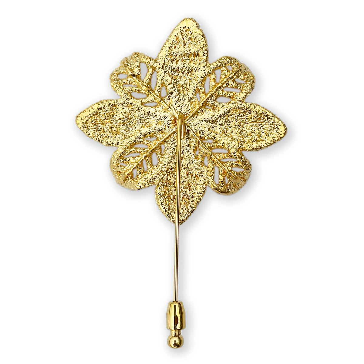 Back of Lapel pin 24k gold lace flower with 10mm white Topaz.