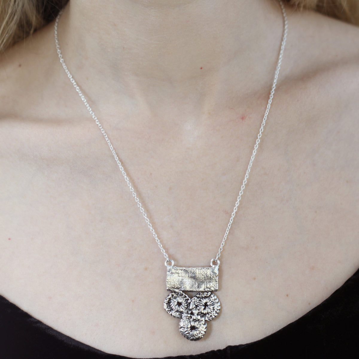 Rare 1910 American lace necklace dipped in sterling silver.