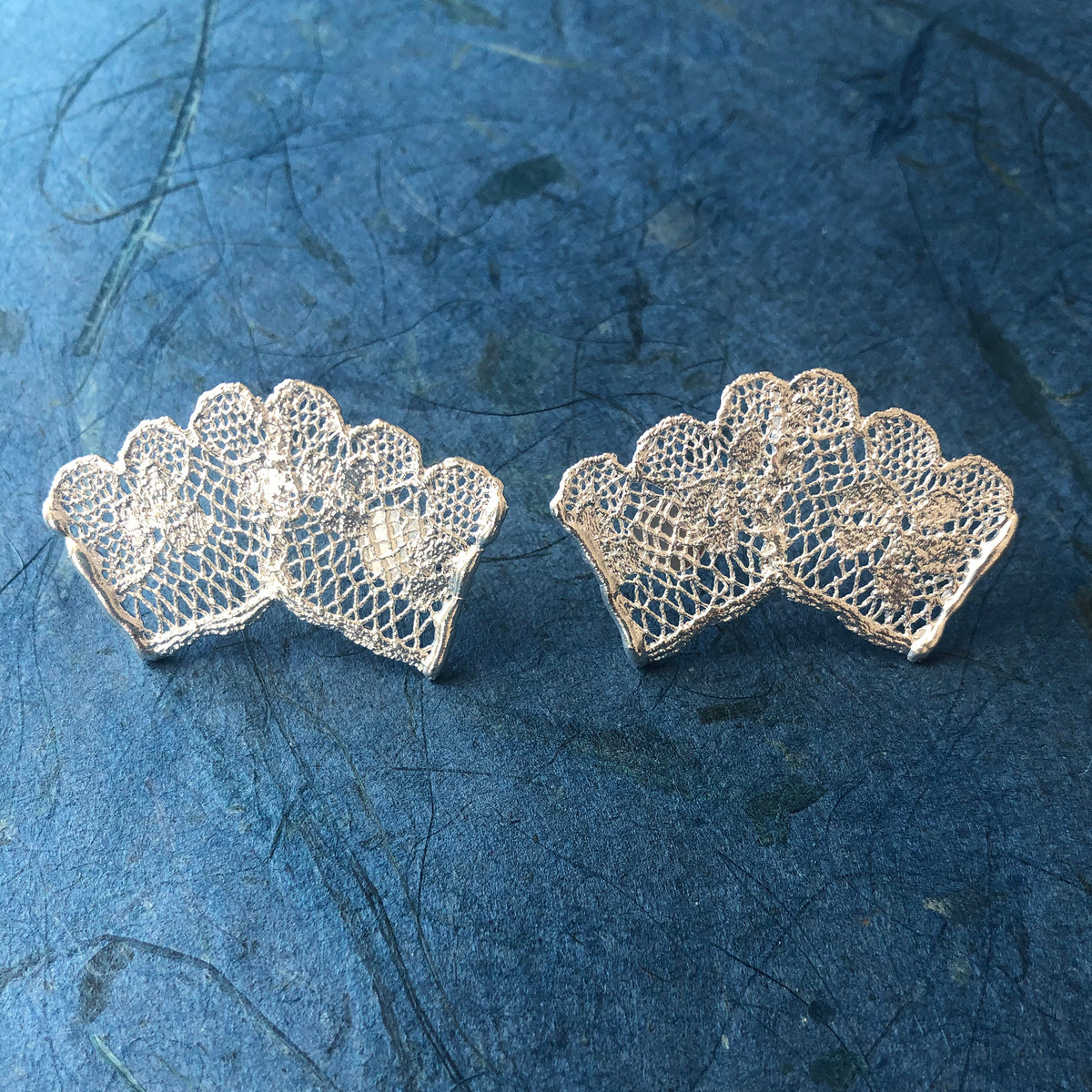 Audra lace stud earrings in sterlng silver.
