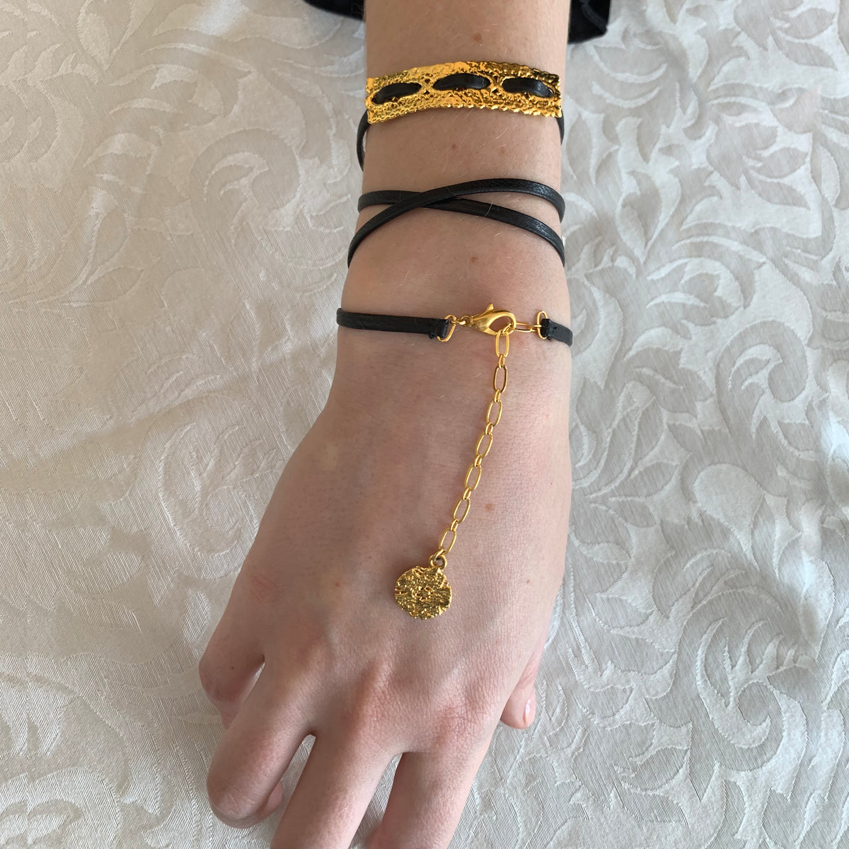 Lucette - Lace and Leather Wrap Bracelet