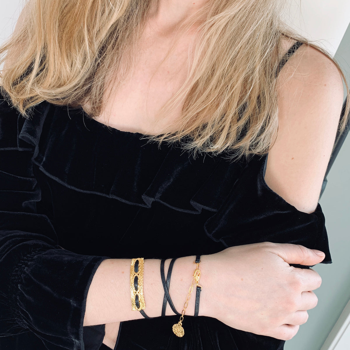 Lucette - Lace and Leather Wrap Bracelet