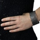 Julie lace cuff bracelet in oxidized silver.