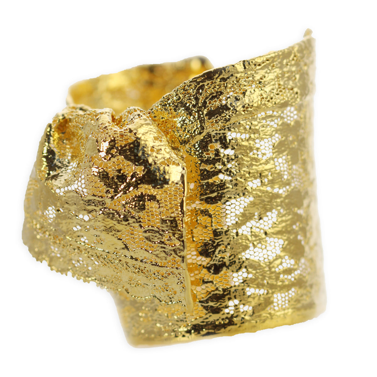 Ascot - statement lace cuff bracelet in 24k gold