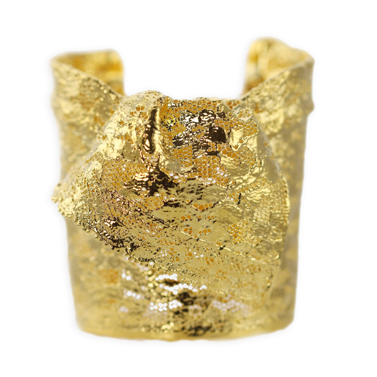 Ascot - statement lace cuff bracelet in 24k gold