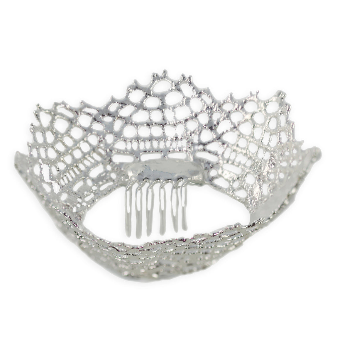 Lace crown head piece in sterling silver.