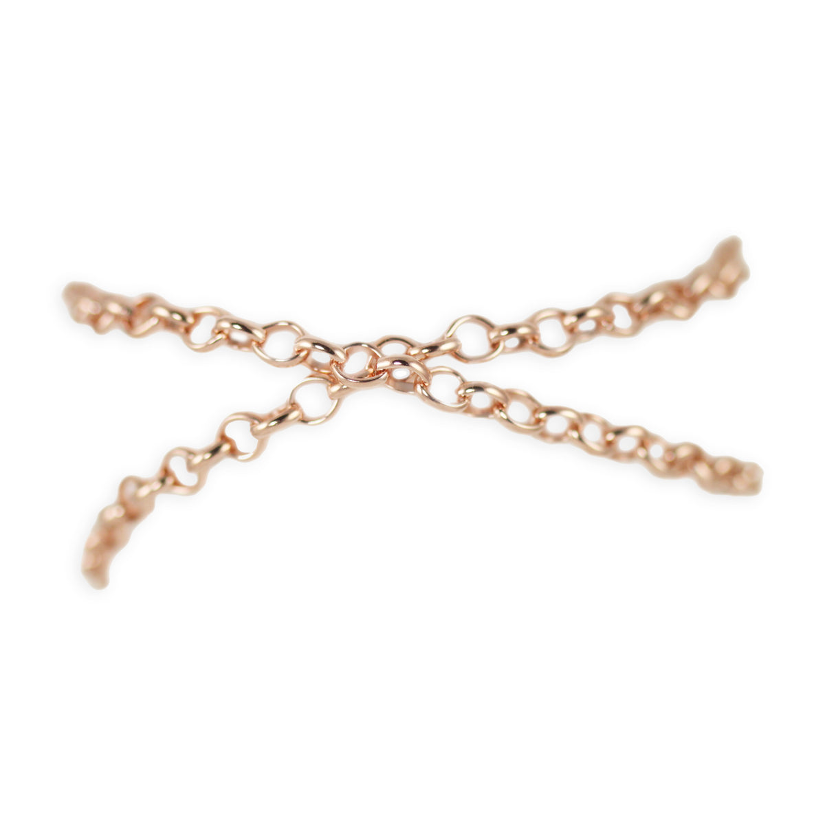 Back of Charlie lace chain bracelet in rose gold.