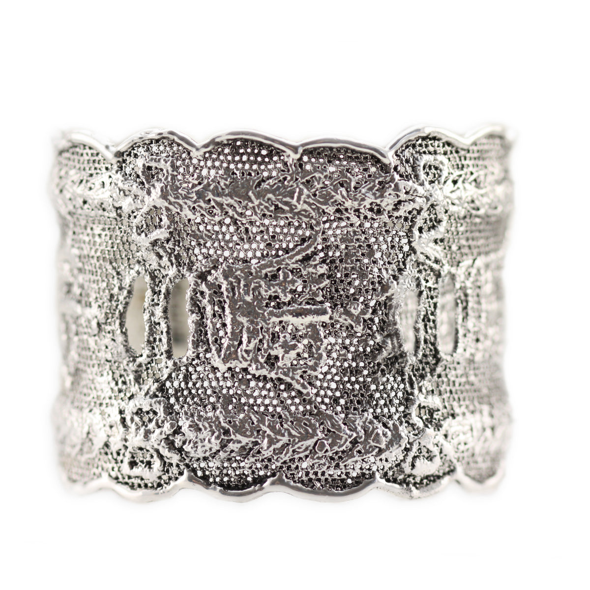 Lace cuff bracelet Elizabeth made with rare royal British lace dipped in sterling silver.
