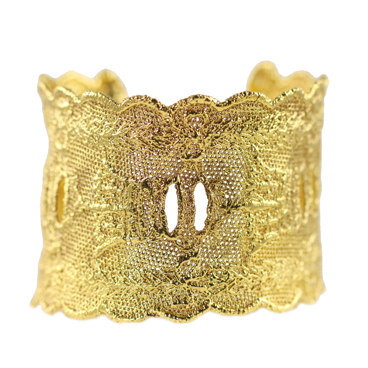 Lace cuff bracelet Elizabeth made with rare royal British lace dipped in 24k gold.