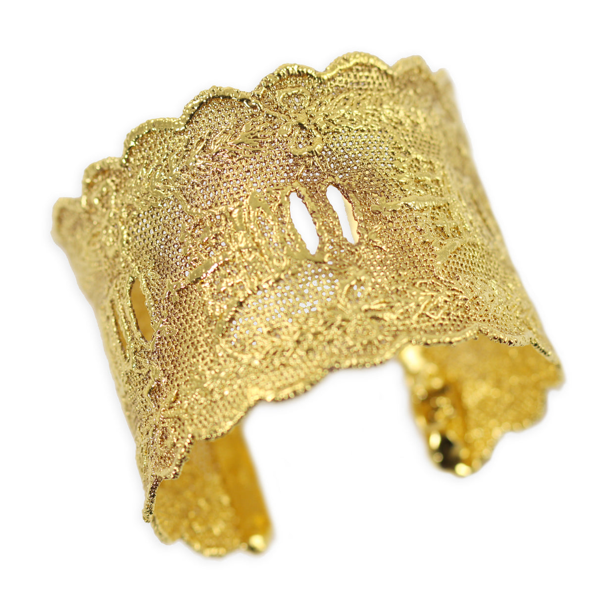 Lace cuff bracelet Elizabeth made with rare royal British lace dipped in 24k gold.