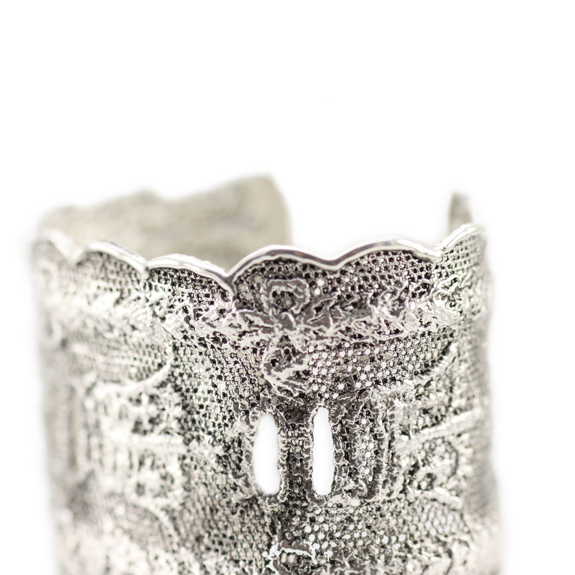 Lace cuff bracelet Elizabeth made with rare royal British lace dipped in sterling silver.