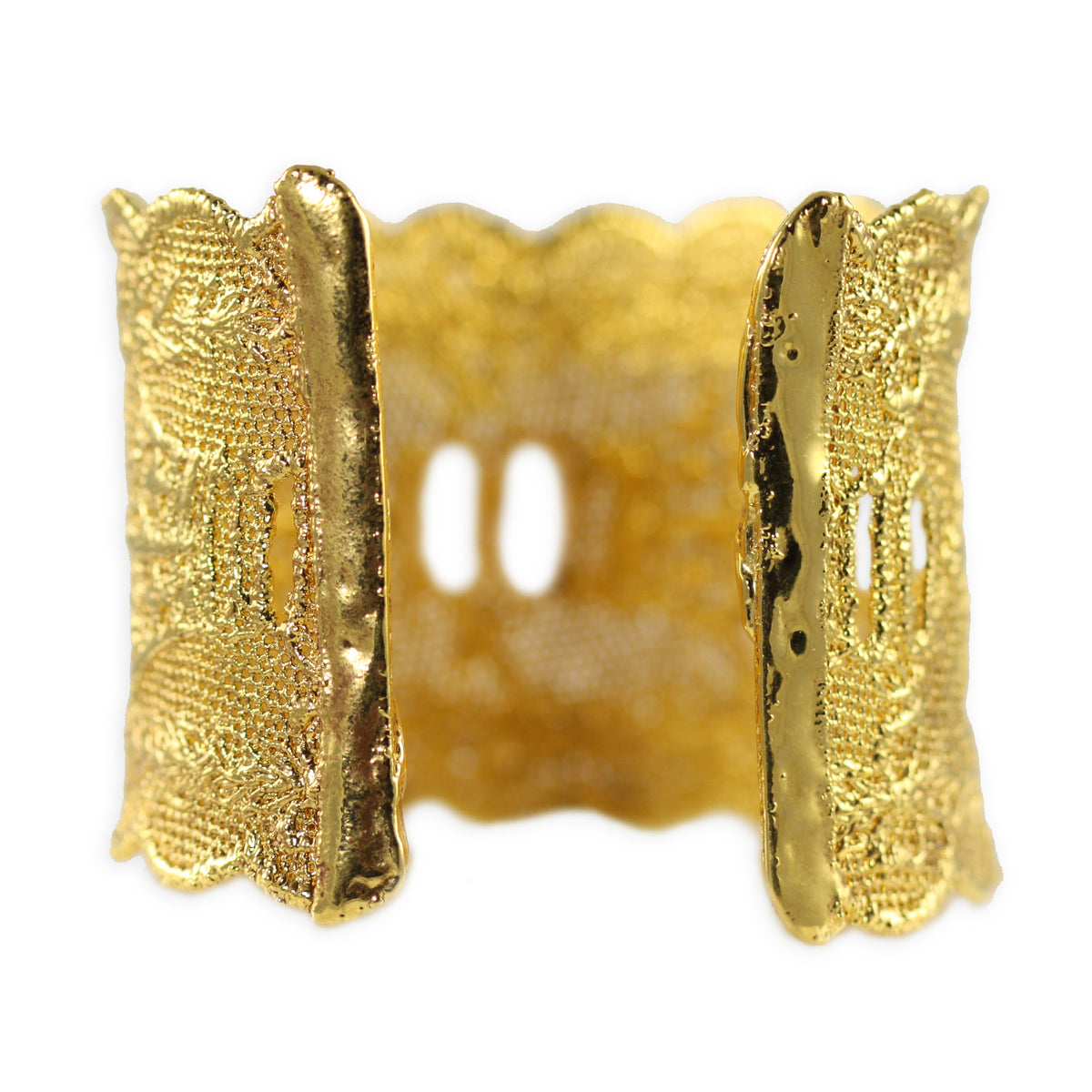 Lace cuff bracelet Elizabeth made with rare royal British lace dipped in 24k gold.