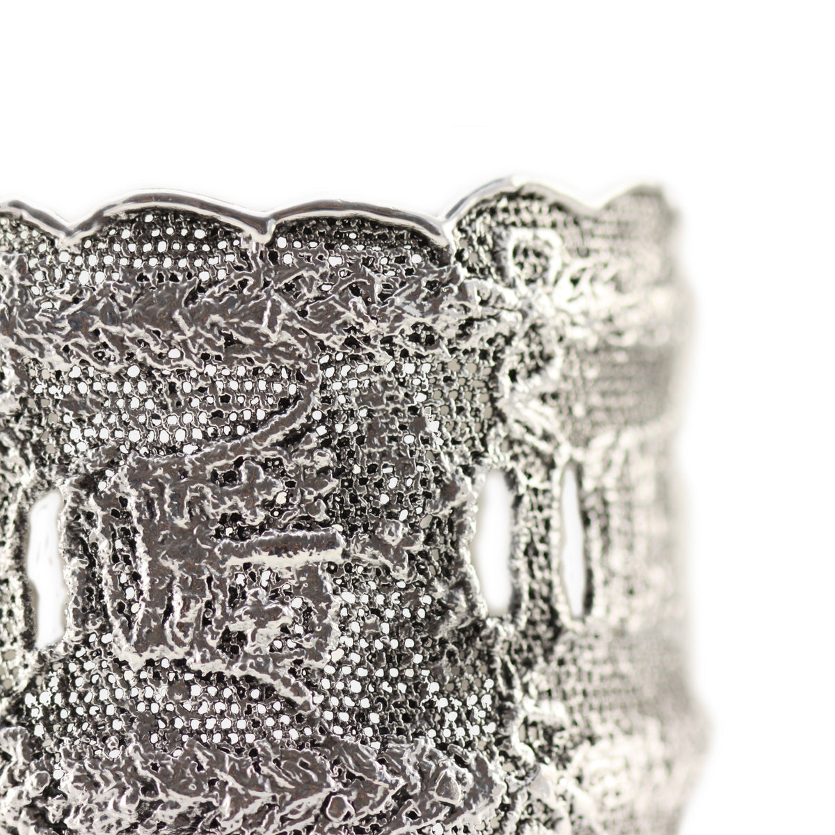 Lace cuff bracelet Elizabeth made with rare royal British lace dipped in sterling silver.