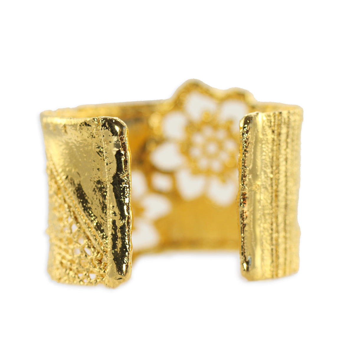 Esperanza lace cuff bracelet dipped in 24k gold.