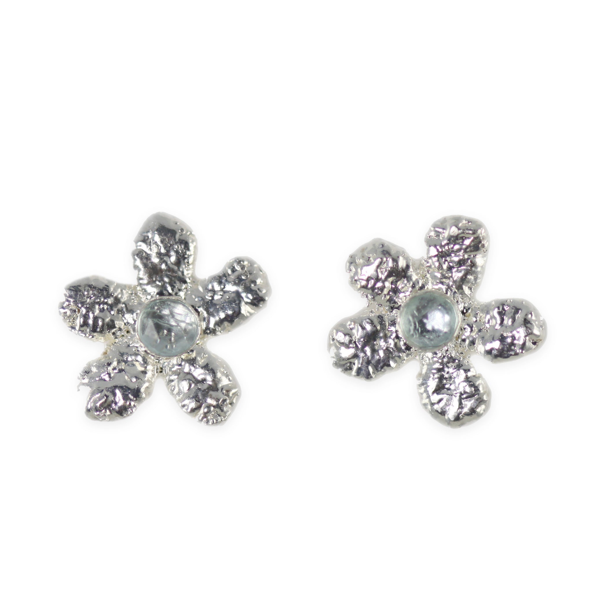 Fae lace flower stud earrings in sterling silver and rose