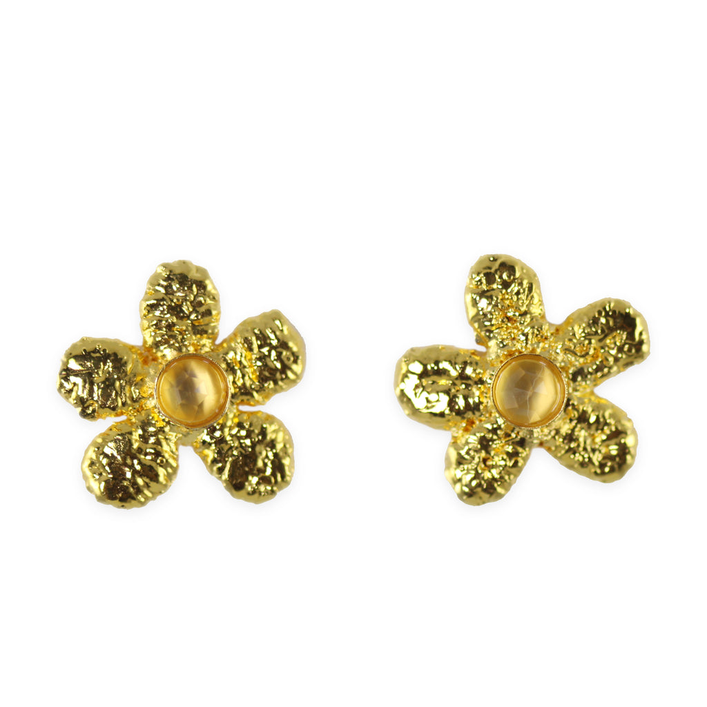 Fae lace flower stud earrings in sterling silver and rose