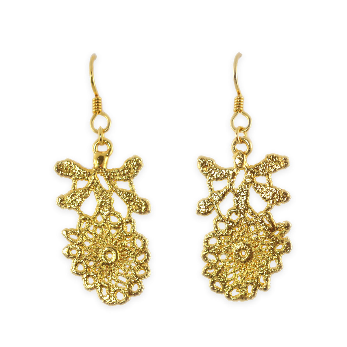 Ella Lace Flower Earrings in sterling silver and 24k gold - Monika Knutsson