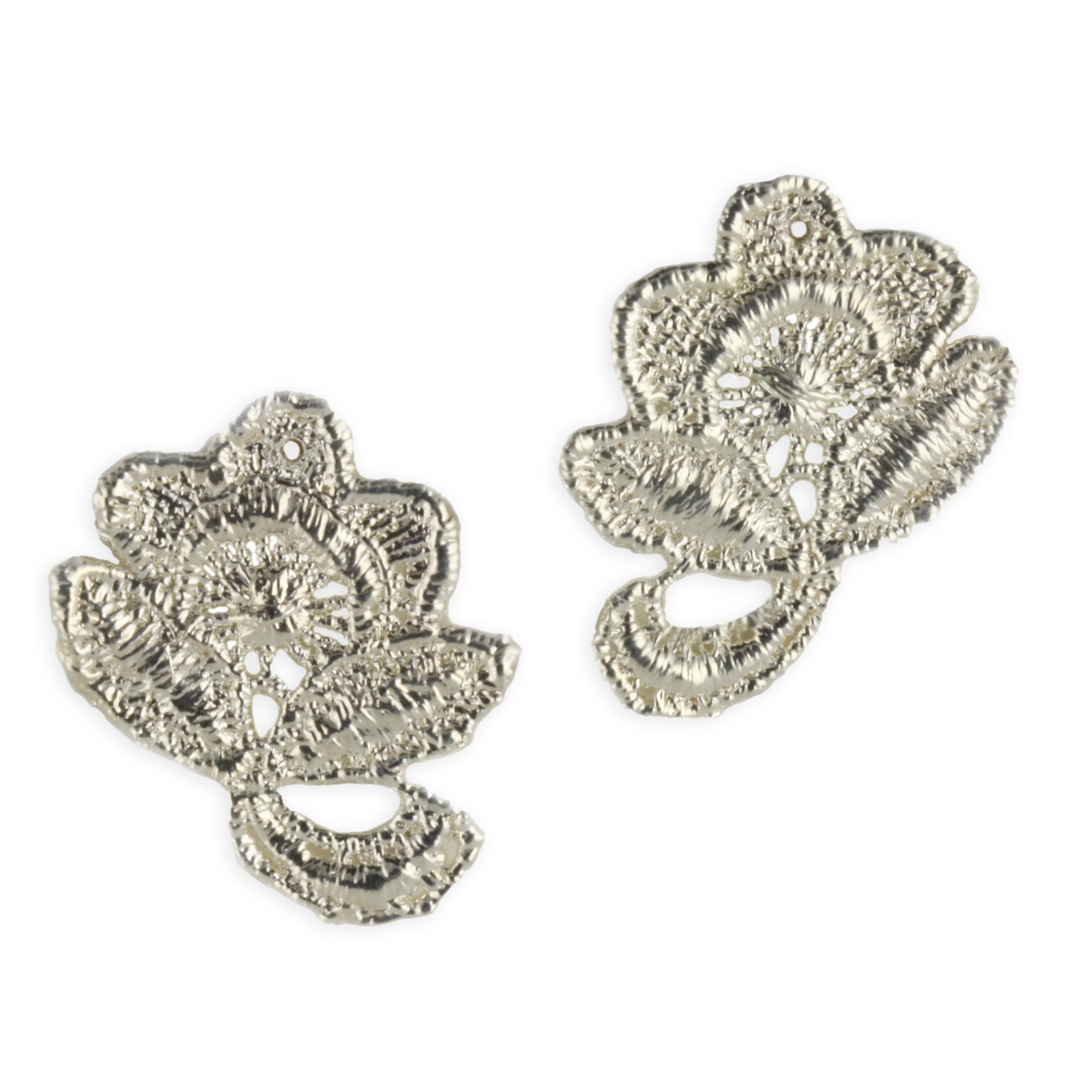 Flower stud earrings made from American lace dipped in 24k gold.