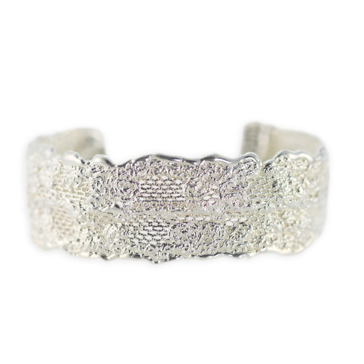 Marlene double scalloped lace bracelet in sterling silver.
