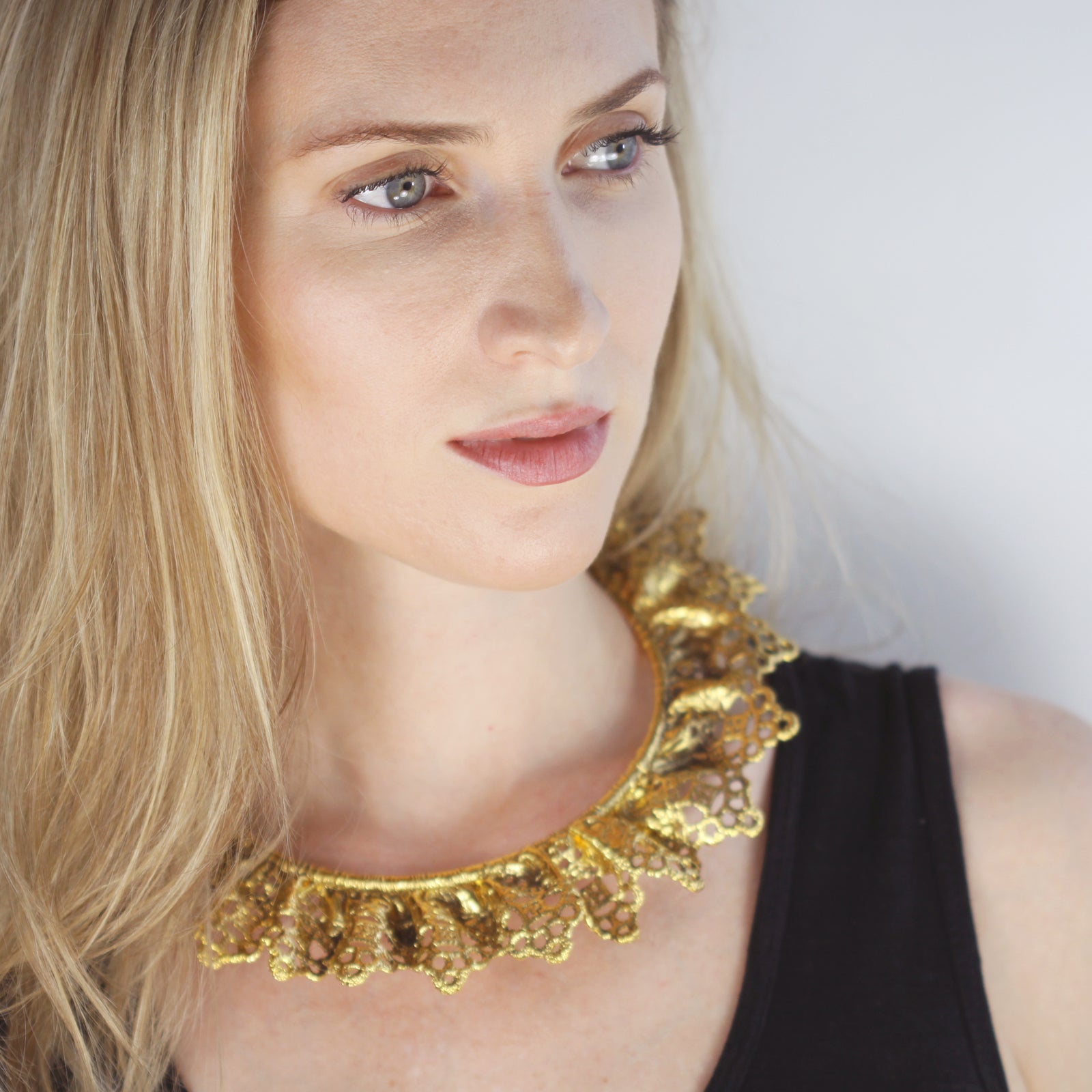 Lace Collar necklace dipped in 24k gold.