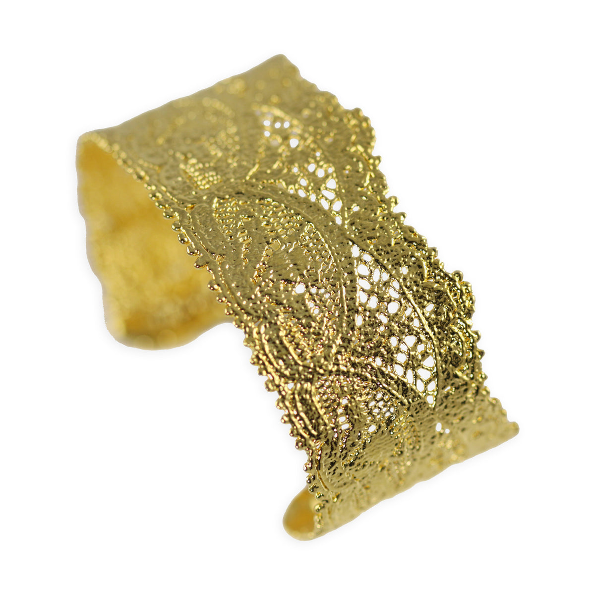 Phyllis fine lace cuff bracelet in dipped 24k gold.