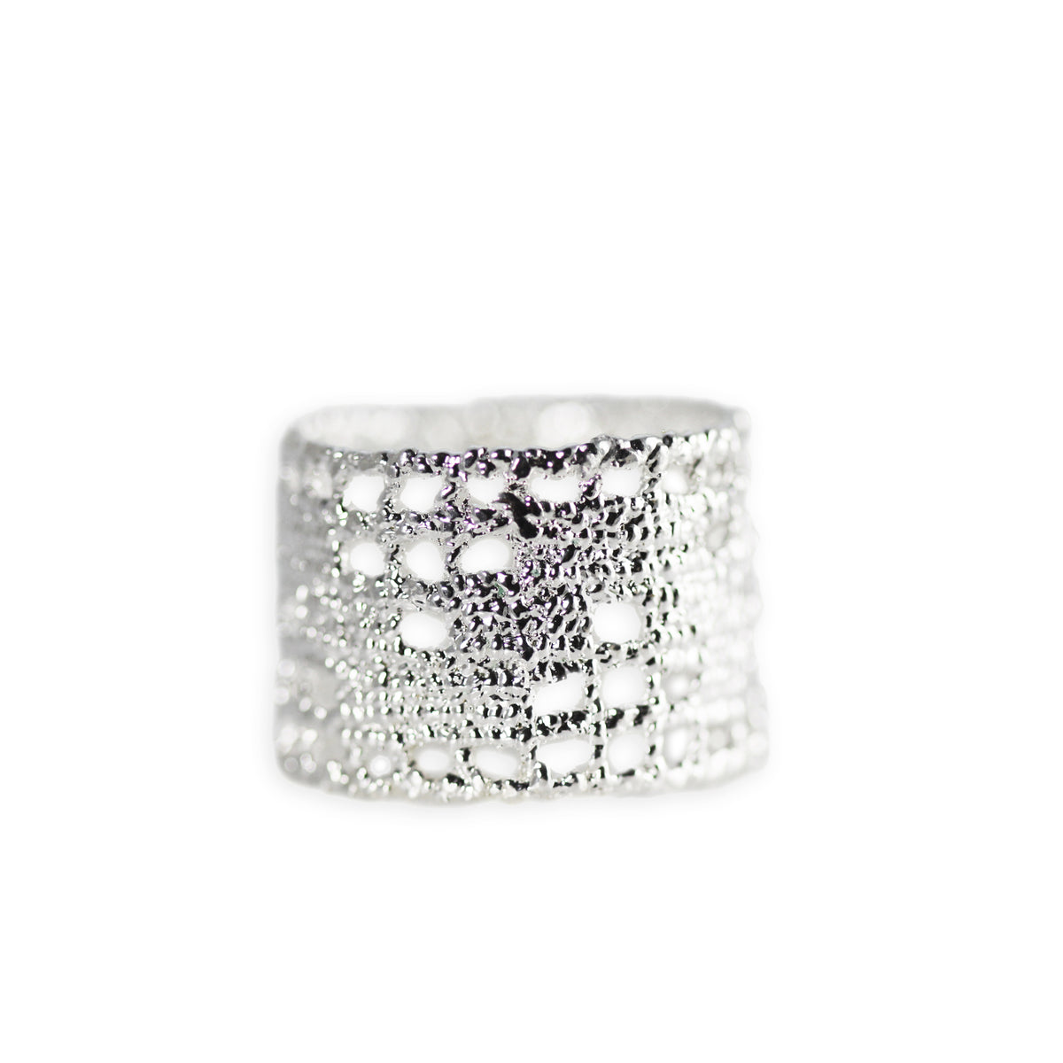 Textured lace ring in sterling silver.