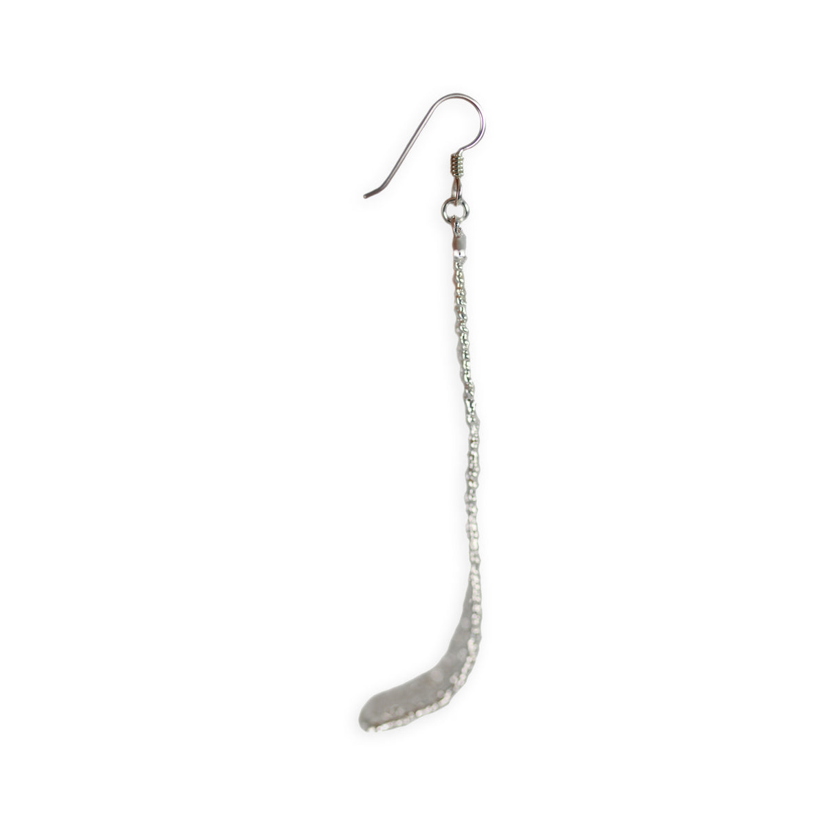 Long lace earring in sterling silver on a French wire.